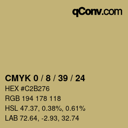 Code couleur: CMYK 0 / 8 / 39 / 24 | qconv.com