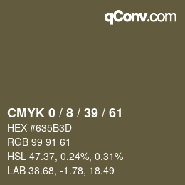 カラーコード: CMYK 0 / 8 / 39 / 61 | qconv.com