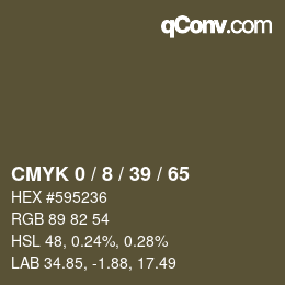 カラーコード: CMYK 0 / 8 / 39 / 65 | qconv.com