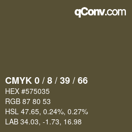 颜色代码: CMYK 0 / 8 / 39 / 66 | qconv.com