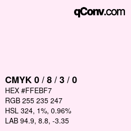 Farbcode: CMYK 0 / 8 / 3 / 0 | qconv.com