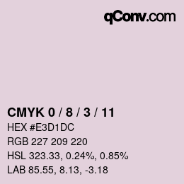 カラーコード: CMYK 0 / 8 / 3 / 11 | qconv.com