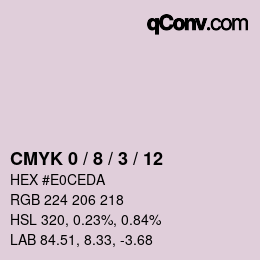 カラーコード: CMYK 0 / 8 / 3 / 12 | qconv.com
