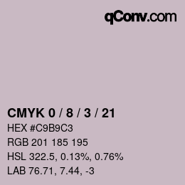 カラーコード: CMYK 0 / 8 / 3 / 21 | qconv.com