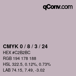 カラーコード: CMYK 0 / 8 / 3 / 24 | qconv.com