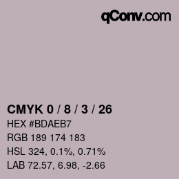 カラーコード: CMYK 0 / 8 / 3 / 26 | qconv.com