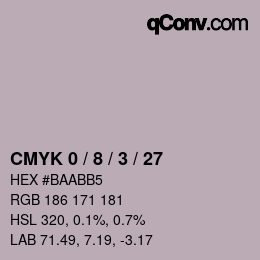 カラーコード: CMYK 0 / 8 / 3 / 27 | qconv.com
