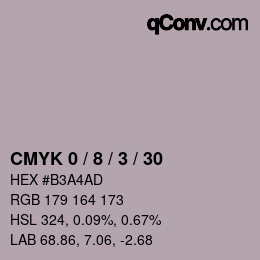Farbcode: CMYK 0 / 8 / 3 / 30 | qconv.com