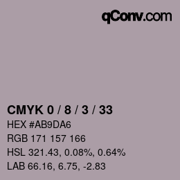 カラーコード: CMYK 0 / 8 / 3 / 33 | qconv.com