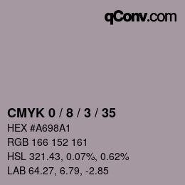 カラーコード: CMYK 0 / 8 / 3 / 35 | qconv.com
