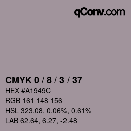 Farbcode: CMYK 0 / 8 / 3 / 37 | qconv.com