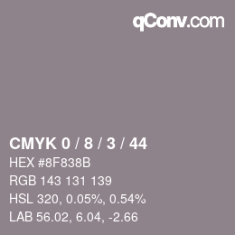 Color code: CMYK 0 / 8 / 3 / 44 | qconv.com