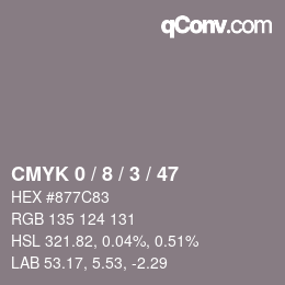 Color code: CMYK 0 / 8 / 3 / 47 | qconv.com