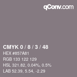 颜色代码: CMYK 0 / 8 / 3 / 48 | qconv.com
