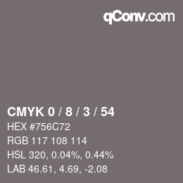 Color code: CMYK 0 / 8 / 3 / 54 | qconv.com