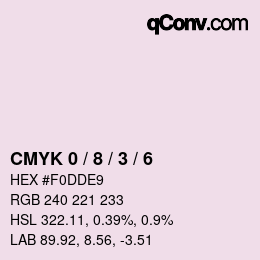カラーコード: CMYK 0 / 8 / 3 / 6 | qconv.com