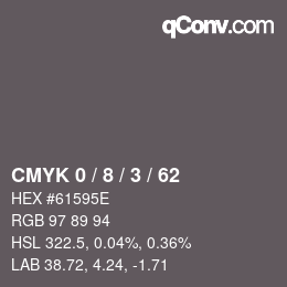 Color code: CMYK 0 / 8 / 3 / 62 | qconv.com