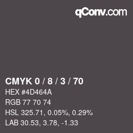 Color code: CMYK 0 / 8 / 3 / 70 | qconv.com