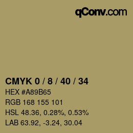 カラーコード: CMYK 0 / 8 / 40 / 34 | qconv.com
