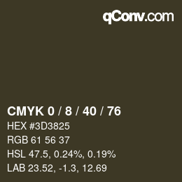 カラーコード: CMYK 0 / 8 / 40 / 76 | qconv.com