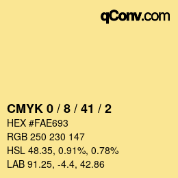カラーコード: CMYK 0 / 8 / 41 / 2 | qconv.com