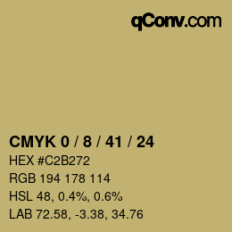 カラーコード: CMYK 0 / 8 / 41 / 24 | qconv.com