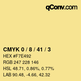 Farbcode: CMYK 0 / 8 / 41 / 3 | qconv.com