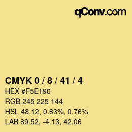 Color code: CMYK 0 / 8 / 41 / 4 | qconv.com