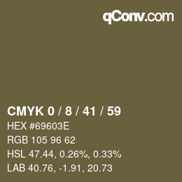 カラーコード: CMYK 0 / 8 / 41 / 59 | qconv.com