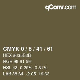 カラーコード: CMYK 0 / 8 / 41 / 61 | qconv.com