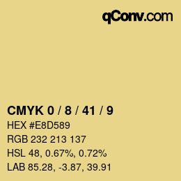 カラーコード: CMYK 0 / 8 / 41 / 9 | qconv.com