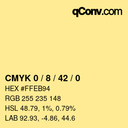 Farbcode: CMYK 0 / 8 / 42 / 0 | qconv.com