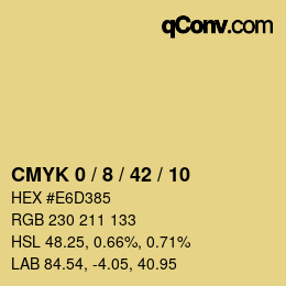 カラーコード: CMYK 0 / 8 / 42 / 10 | qconv.com