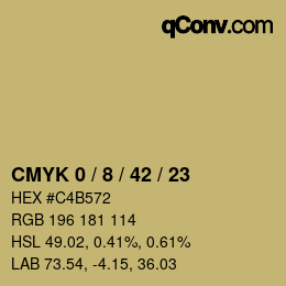 カラーコード: CMYK 0 / 8 / 42 / 23 | qconv.com
