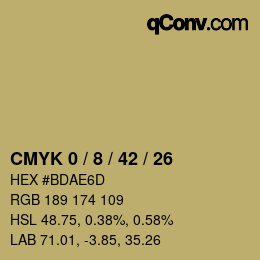 カラーコード: CMYK 0 / 8 / 42 / 26 | qconv.com