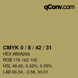 カラーコード: CMYK 0 / 8 / 42 / 31 | qconv.com
