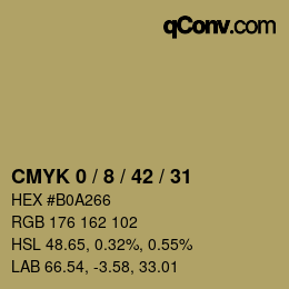 カラーコード: CMYK 0 / 8 / 42 / 31 | qconv.com