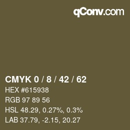 カラーコード: CMYK 0 / 8 / 42 / 62 | qconv.com