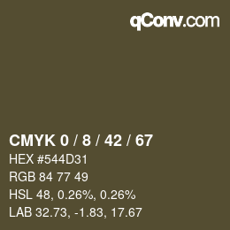 カラーコード: CMYK 0 / 8 / 42 / 67 | qconv.com