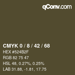 カラーコード: CMYK 0 / 8 / 42 / 68 | qconv.com