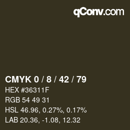 カラーコード: CMYK 0 / 8 / 42 / 79 | qconv.com