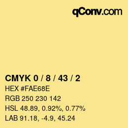 カラーコード: CMYK 0 / 8 / 43 / 2 | qconv.com