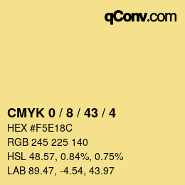 カラーコード: CMYK 0 / 8 / 43 / 4 | qconv.com