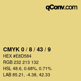 カラーコード: CMYK 0 / 8 / 43 / 9 | qconv.com