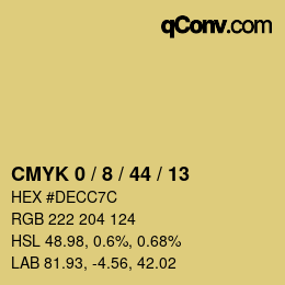 カラーコード: CMYK 0 / 8 / 44 / 13 | qconv.com