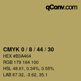Farbcode: CMYK 0 / 8 / 44 / 30 | qconv.com