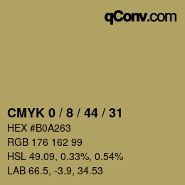 カラーコード: CMYK 0 / 8 / 44 / 31 | qconv.com