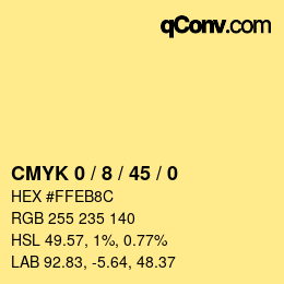 颜色代码: CMYK 0 / 8 / 45 / 0 | qconv.com