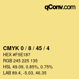 Color code: CMYK 0 / 8 / 45 / 4 | qconv.com