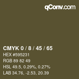 カラーコード: CMYK 0 / 8 / 45 / 65 | qconv.com